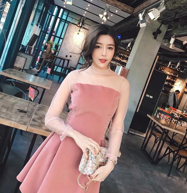 [해외] 봄 옷 신상품 시스루 섹시 여성 벨트 원피스
