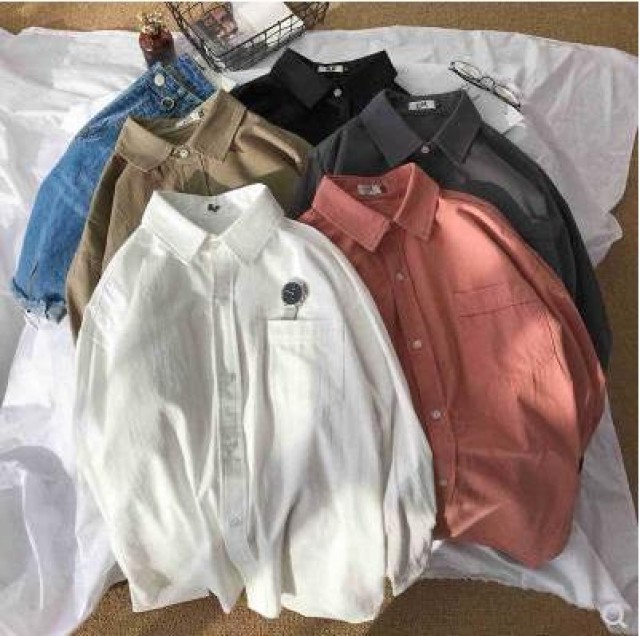 [해외] 컬러 셔츠 캐주얼셔츠 캐주얼남방 와이드카라셔츠 남자오버핏셔츠