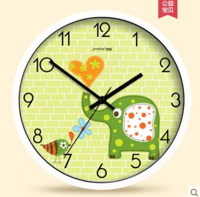[해외] 가정용 귀여운 30cm 캐릭터 코끼리 창의 어린이 방시계 패션벽시계 모던쿼츠시계