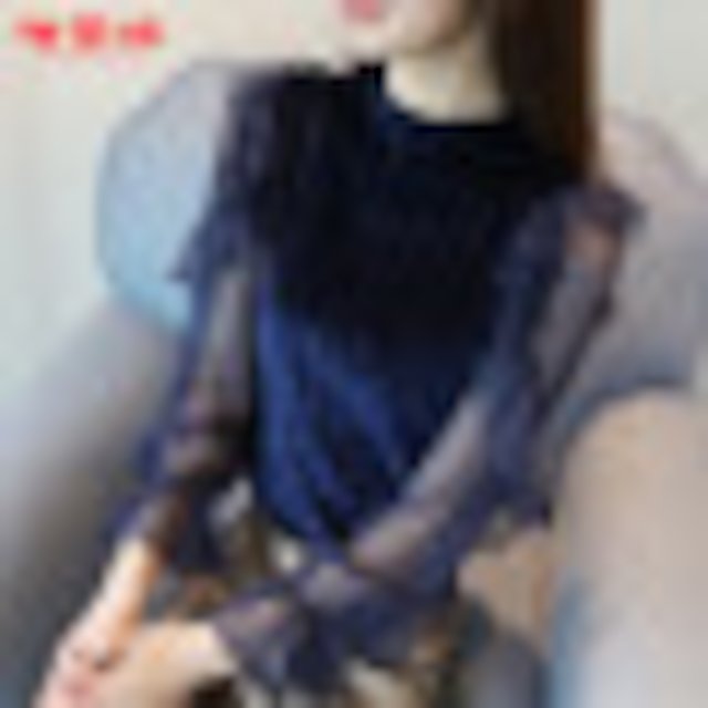 [해외]W1359D0 셔츠에 시폰 연꽃 잎 슬리브 봉합 봄 여성의 새로운 긴팔 골드 벨벳의 2018 한국어 버전