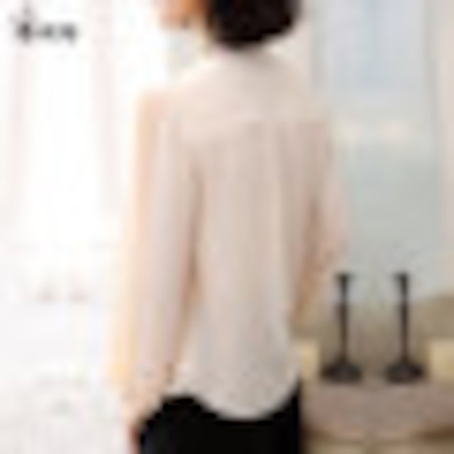 [해외]W1359FD Meisi 양 2018 봄 새로운 복고풍 시폰 셔츠 여성 우아한 단색 V 넥 랜턴 느슨한 소매 셔츠