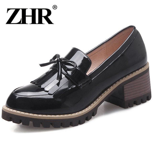 [해외]W144CD7 ZHR2018 여름 새로운 tassels 르 푸 신발 여성 단화 영국 바람 신발 작은 신발 하이힐