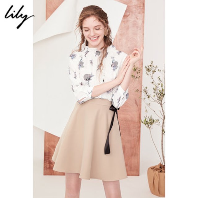 [해외]W144D1A 미리 판매 Lily2018 봄 새로운 여성 비즈니스 통근 대조 색 가짜 2 조각 복장