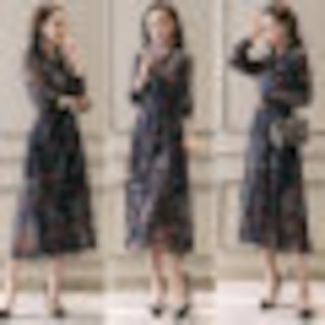 [해외]W144D28 꽃 시폰 드레스 패션 여성 2018 봄 새로운 귀족 한국 봄 스타일 긴 소매 치마