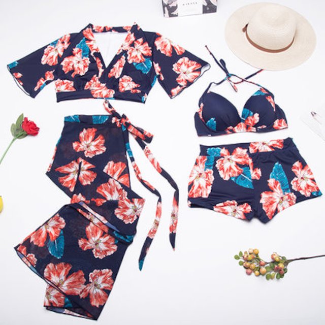 [해외] 여성 복고풍 해변 패션 스커트 3 피스 비키니 수영복